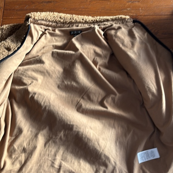J Crew Faux Sherpa Barn Jacket Women’s Camel Tan & Black Trim BW067 Size Medium - Picture 12 of 13